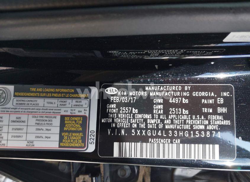 Photo 9 of 2017 Kia Optima EX (VIN 5XXGU4L33HG153871)