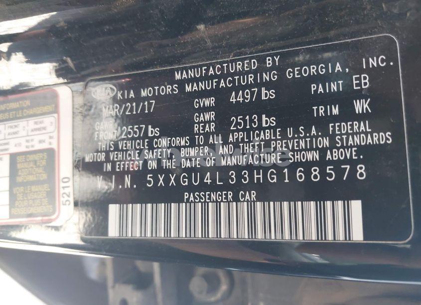 Photo 9 of 2017 Kia Optima EX (VIN 5XXGU4L33HG168578)