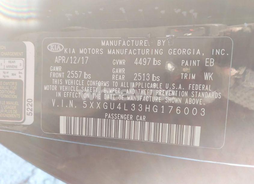 Photo 9 of 2017 Kia Optima EX (VIN 5XXGU4L33HG176003)