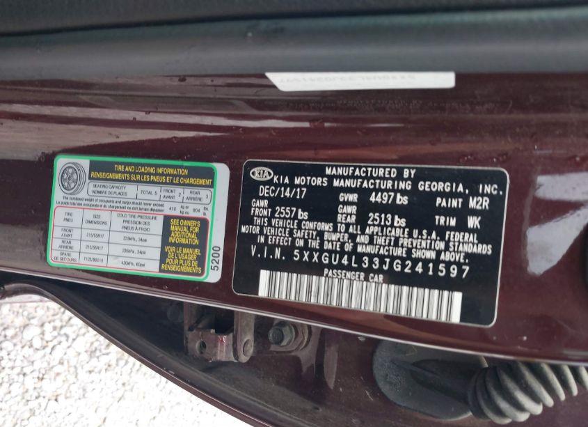 Photo 9 of 2018 Kia Optima EX (VIN 5XXGU4L33JG241597)