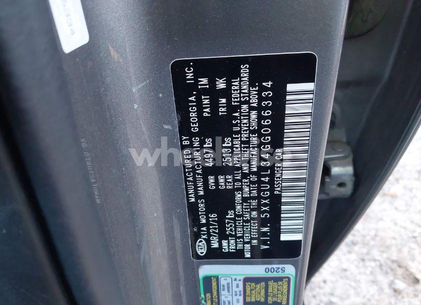 Photo 9 of 2016 Kia Optima EX (VIN 5XXGU4L34GG066334)