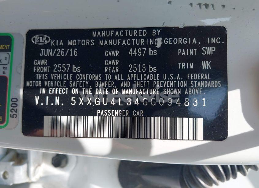 Photo 9 of 2016 Kia Optima EX (VIN 5XXGU4L34GG094831)