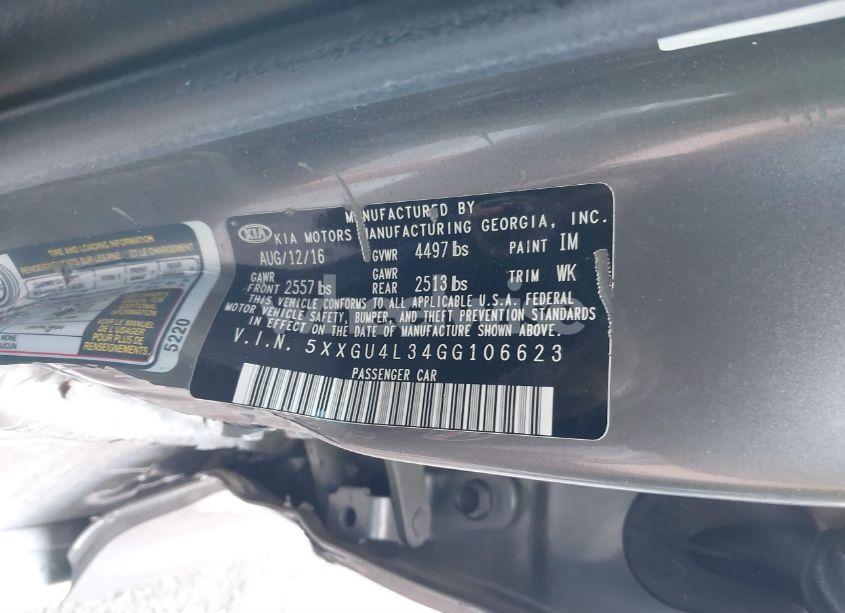 Photo 9 of 2016 Kia Optima EX (VIN 5XXGU4L34GG106623)