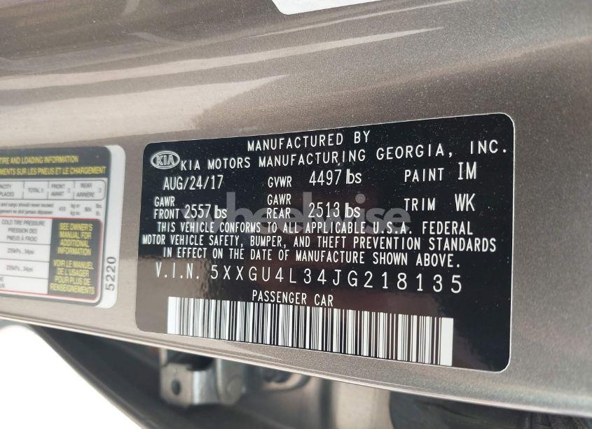 Photo 9 of 2018 Kia Optima EX (VIN 5XXGU4L34JG218135)