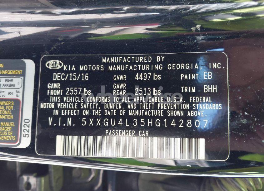 Photo 9 of 2017 Kia Optima EX (VIN 5XXGU4L35HG142807)