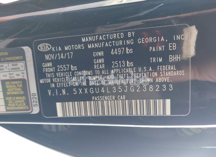 Photo 9 of 2018 Kia Optima EX (VIN 5XXGU4L35JG238233)