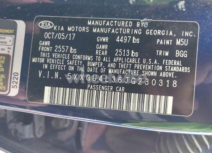 Photo 9 of 2018 Kia Optima EX (VIN 5XXGU4L36JG230318)