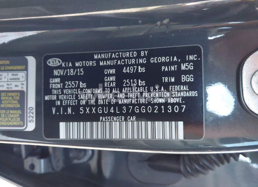 Photo 9 of 2016 Kia Optima EX (VIN 5XXGU4L37GG021307)