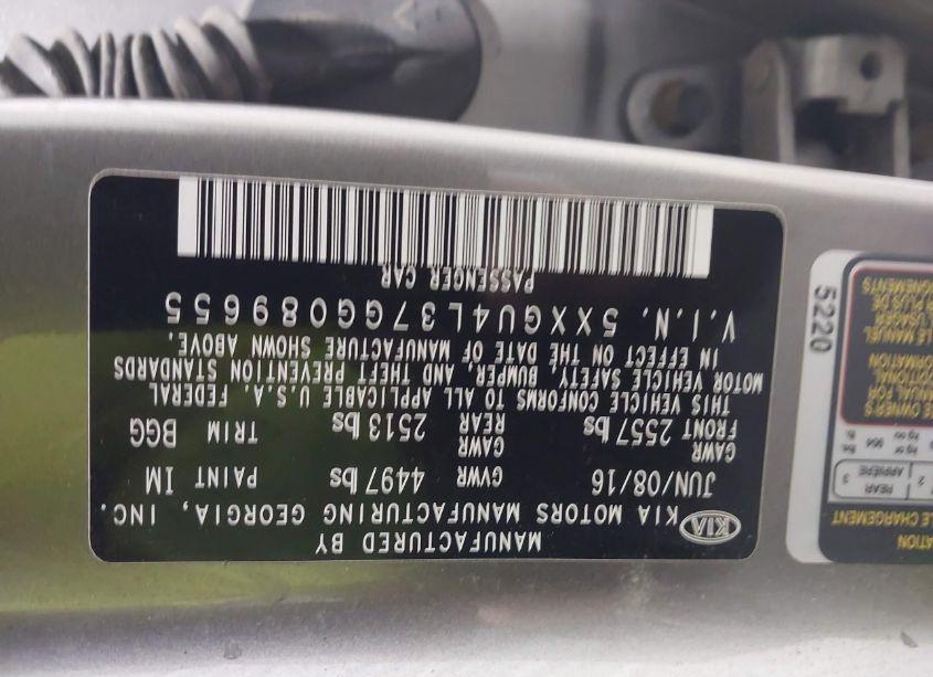 Photo 9 of 2016 Kia Optima EX (VIN 5XXGU4L37GG089655)