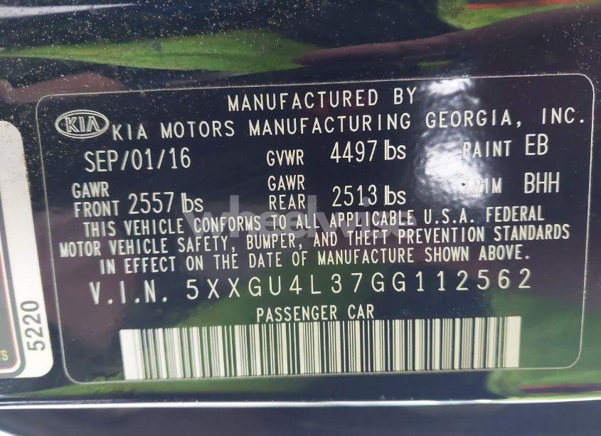 Photo 9 of 2016 Kia Optima EX (VIN 5XXGU4L37GG112562)