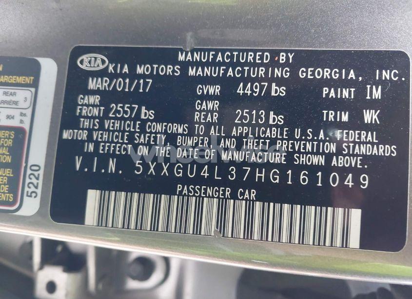 Photo 9 of 2017 Kia Optima EX (VIN 5XXGU4L37HG161049)