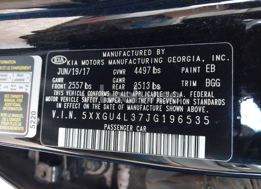 Photo 9 of 2018 Kia Optima EX (VIN 5XXGU4L37JG196535)