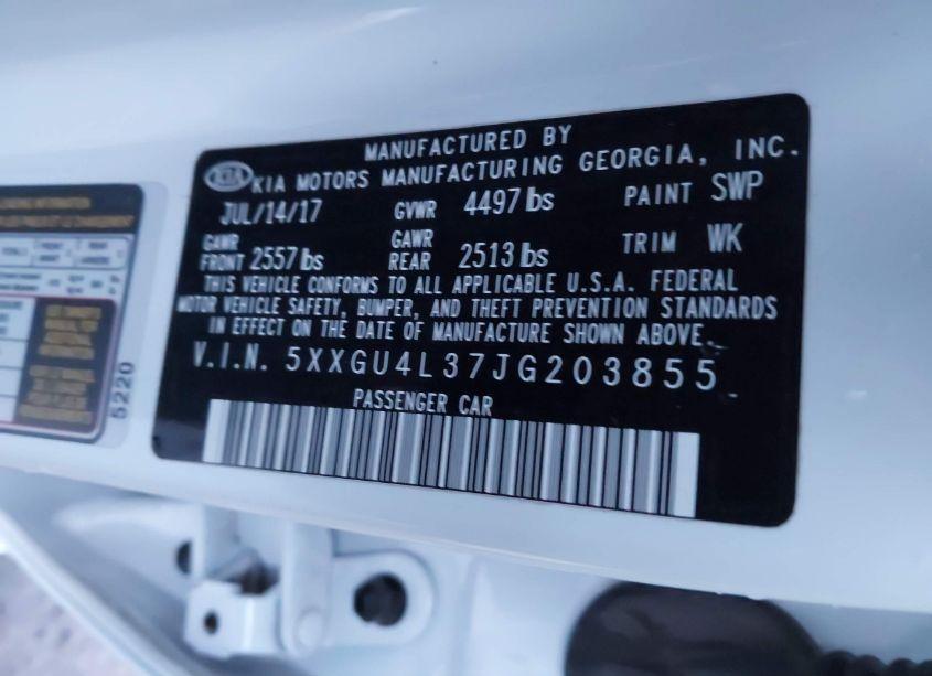 Photo 9 of 2018 Kia Optima EX (VIN 5XXGU4L37JG203855)