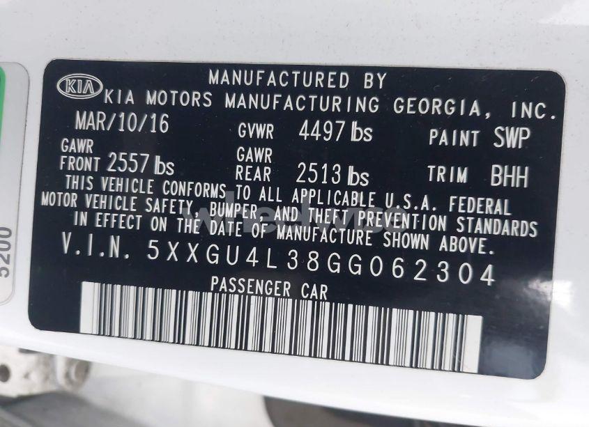 Photo 9 of 2016 Kia Optima EX (VIN 5XXGU4L38GG062304)