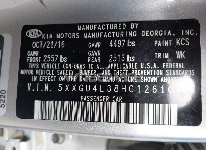 Photo 9 of 2017 Kia Optima EX (VIN 5XXGU4L38HG126102)