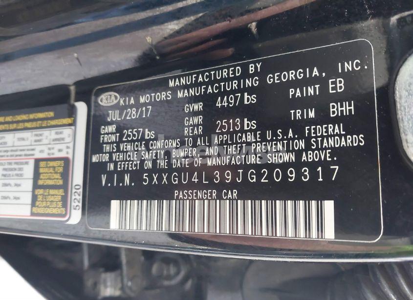 Photo 9 of 2018 Kia Optima EX (VIN 5XXGU4L39JG209317)