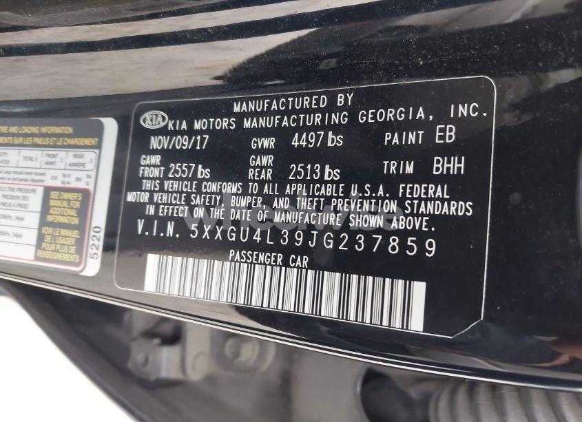 Photo 9 of 2018 Kia Optima EX (VIN 5XXGU4L39JG237859)