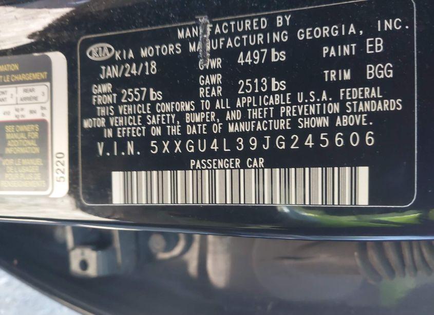 Photo 9 of 2018 Kia Optima EX (VIN 5XXGU4L39JG245606)