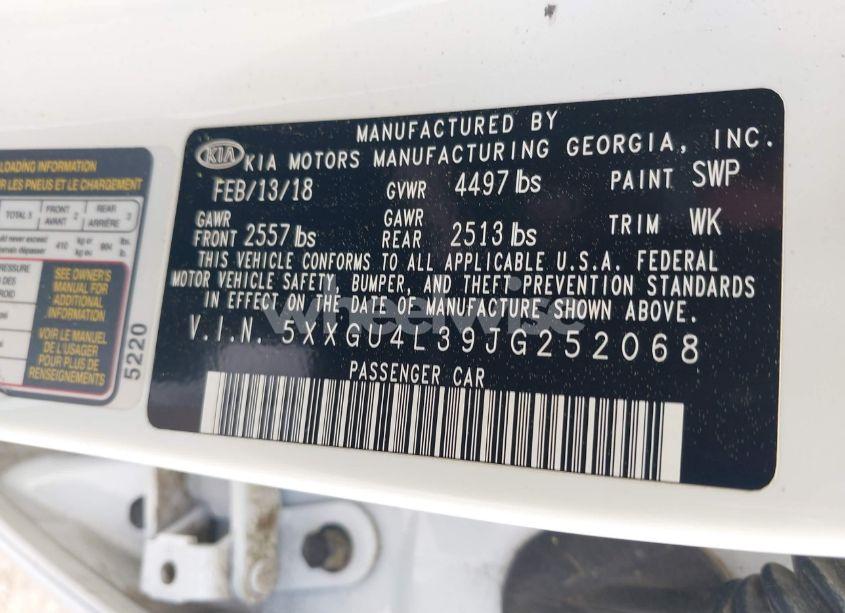 Photo 9 of 2018 Kia Optima EX (VIN 5XXGU4L39JG252068)