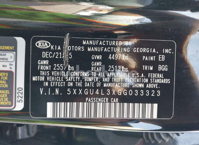 Photo 9 of 2016 Kia Optima EX (VIN 5XXGU4L3XGG033323)