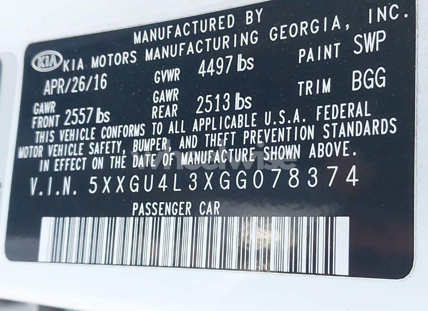 Photo 9 of 2016 Kia Optima EX (VIN 5XXGU4L3XGG078374)