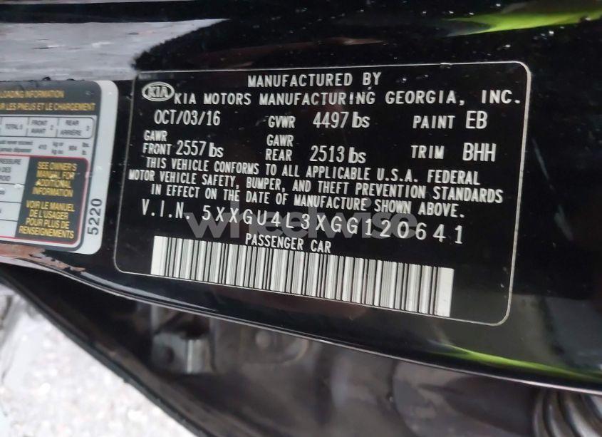 Photo 9 of 2016 Kia Optima EX (VIN 5XXGU4L3XGG120641)