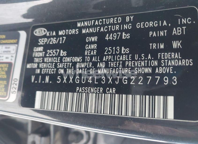 Photo 9 of 2018 Kia Optima EX (VIN 5XXGU4L3XJG227793)