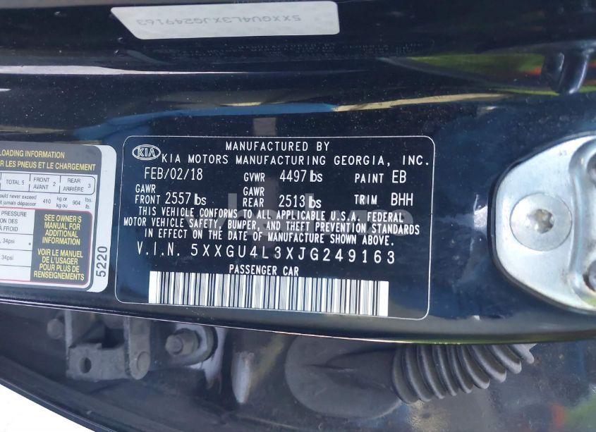 Photo 9 of 2018 Kia Optima EX (VIN 5XXGU4L3XJG249163)