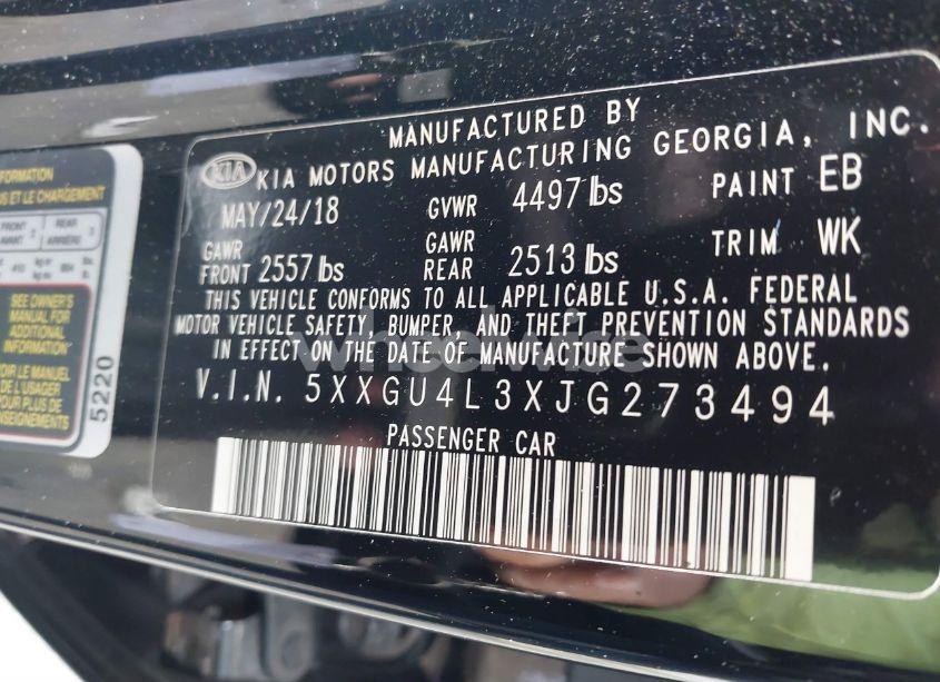 Photo 9 of 2018 Kia Optima EX (VIN 5XXGU4L3XJG273494)