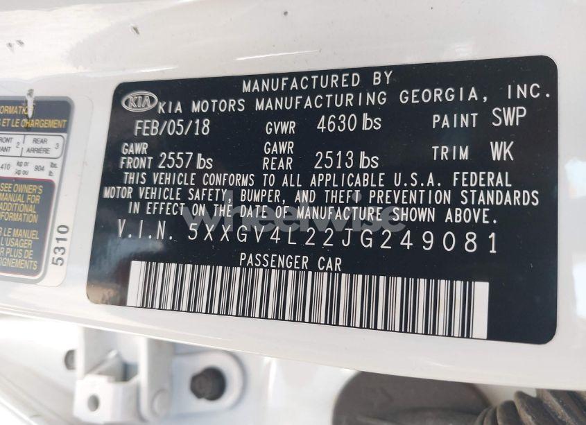 Photo 9 of 2018 Kia Optima SX TURBO (VIN 5XXGV4L22JG249081)