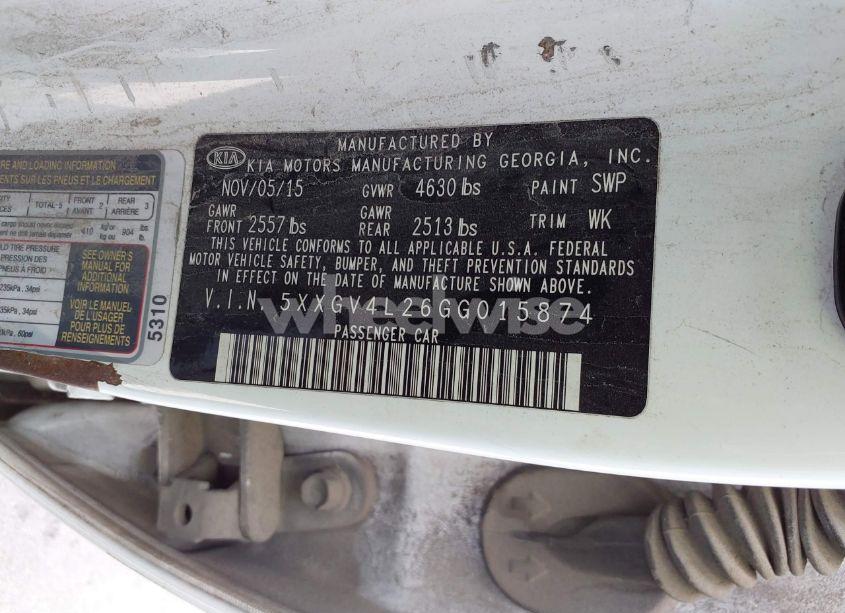 Photo 9 of 2016 Kia Optima SXL TURBO (VIN 5XXGV4L26GG015874)