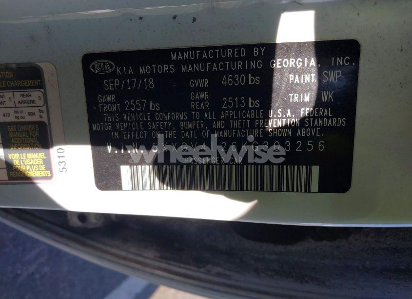 Photo 9 of 2019 Kia Optima SX TURBO (VIN 5XXGV4L26KG303256)