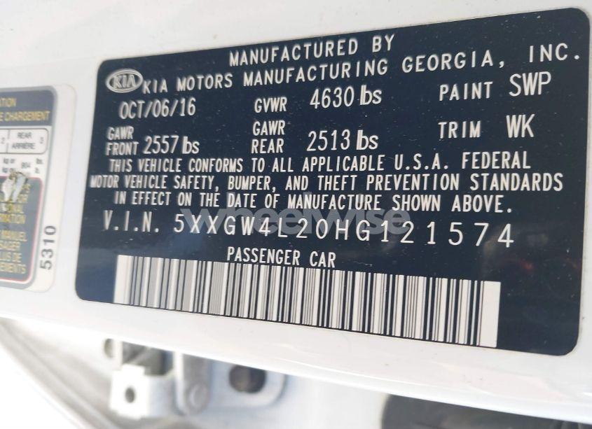 Photo 9 of 2017 Kia Optima SX TURBO (VIN 5XXGW4L20HG121574)