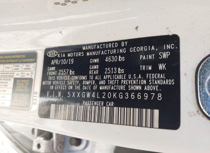 Photo 9 of 2019 Kia Optima SX TURBO (VIN 5XXGW4L20KG366978)