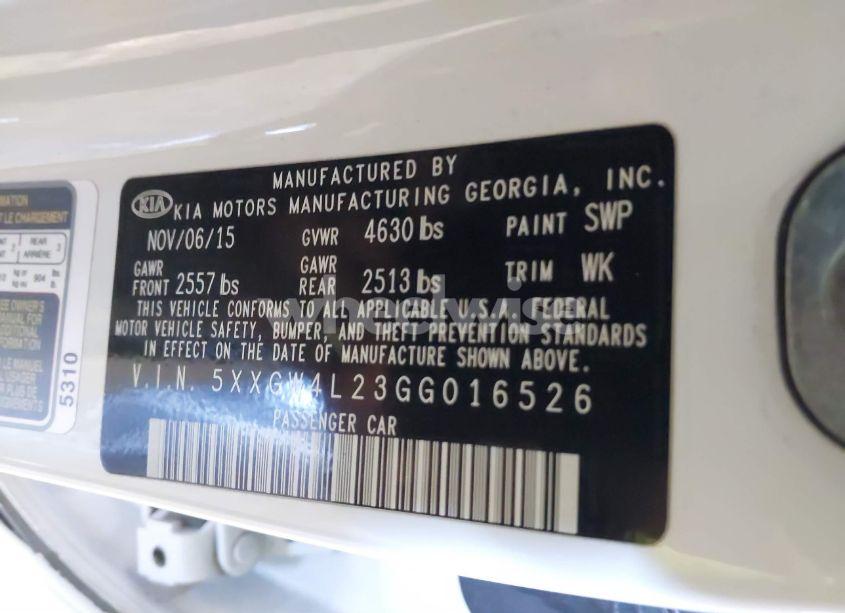 Photo 9 of 2016 Kia Optima SX TURBO (VIN 5XXGW4L23GG016526)