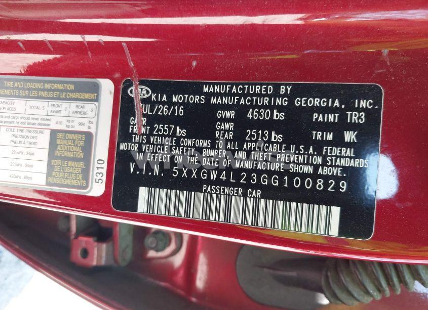 Photo 9 of 2016 Kia Optima SX TURBO (VIN 5XXGW4L23GG100829)