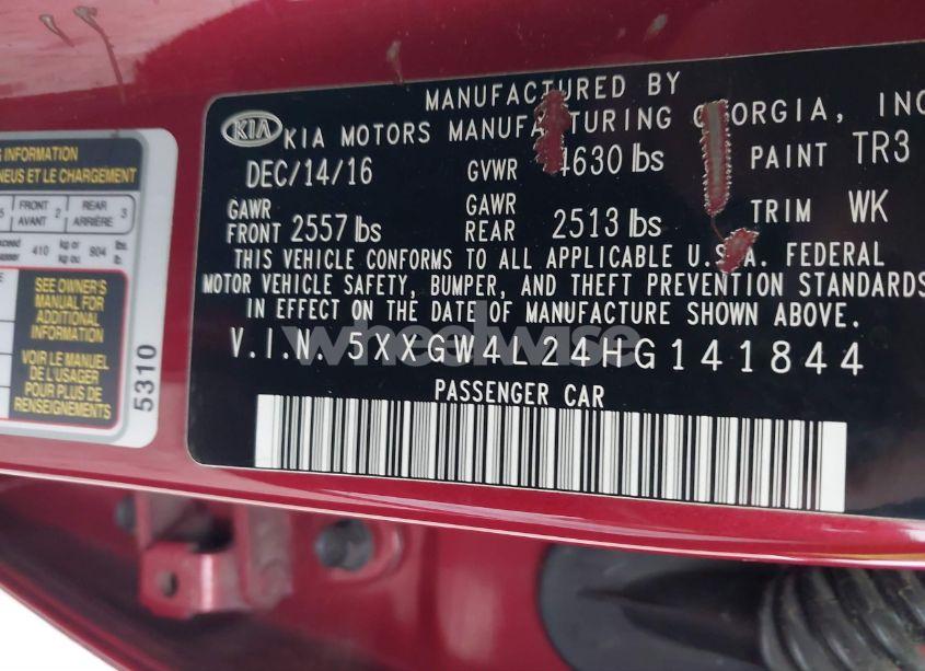 Photo 9 of 2017 Kia Optima SX TURBO (VIN 5XXGW4L24HG141844)