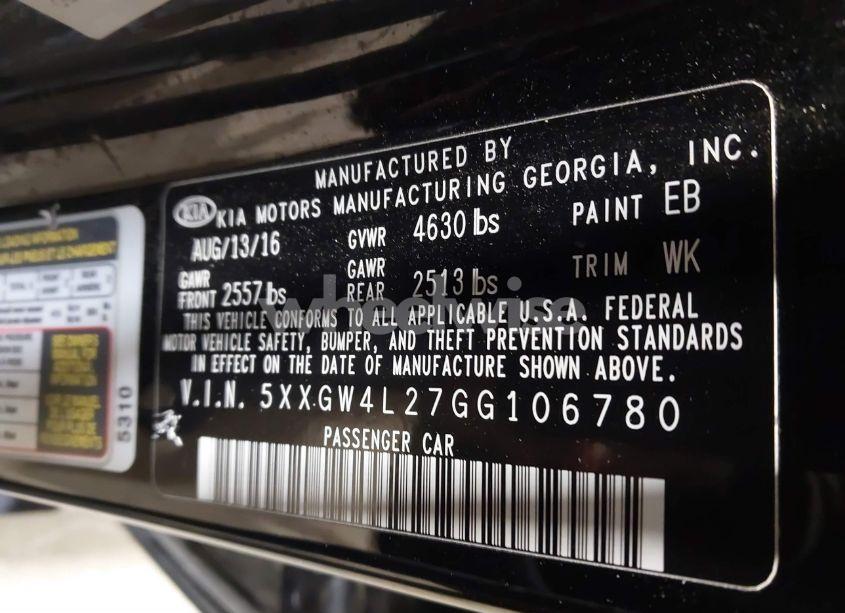 Photo 9 of 2016 Kia Optima SX TURBO (VIN 5XXGW4L27GG106780)