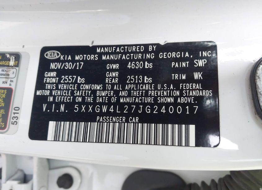 Photo 9 of 2018 Kia Optima SX TURBO (VIN 5XXGW4L27JG240017)