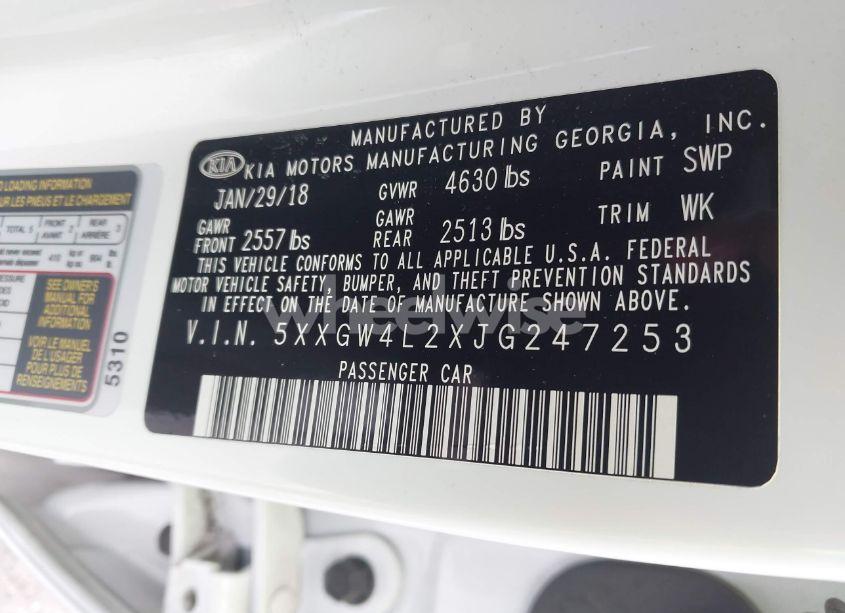 Photo 9 of 2018 Kia Optima SX TURBO (VIN 5XXGW4L2XJG247253)