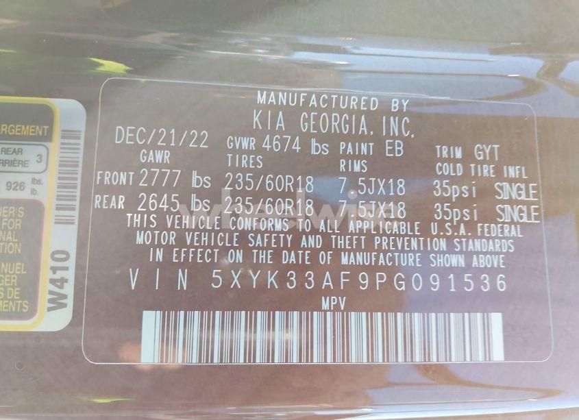 Photo 9 of 2023 Kia Sportage EX (VIN 5XYK33AF9PG091536)