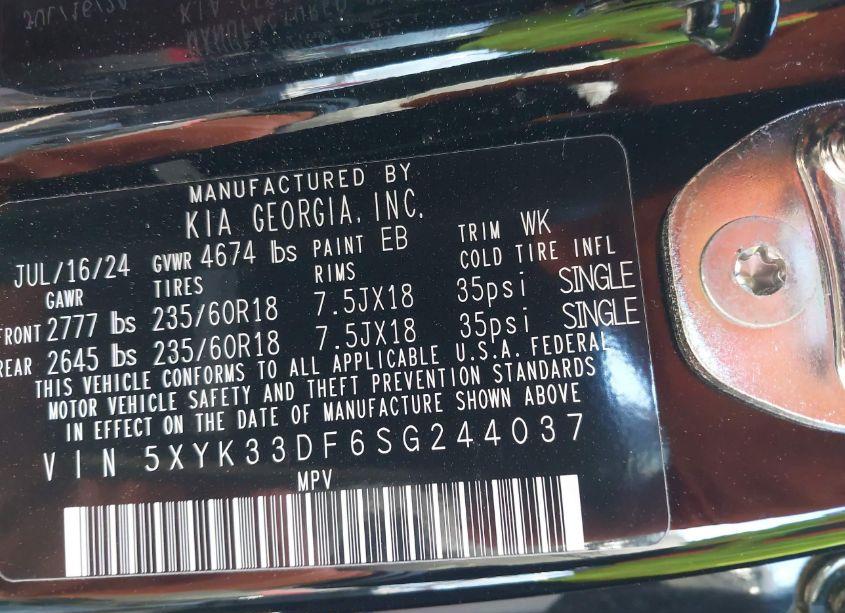 Photo 9 of 2025 Kia Sportage EX (VIN 5XYK33DF6SG244037)
