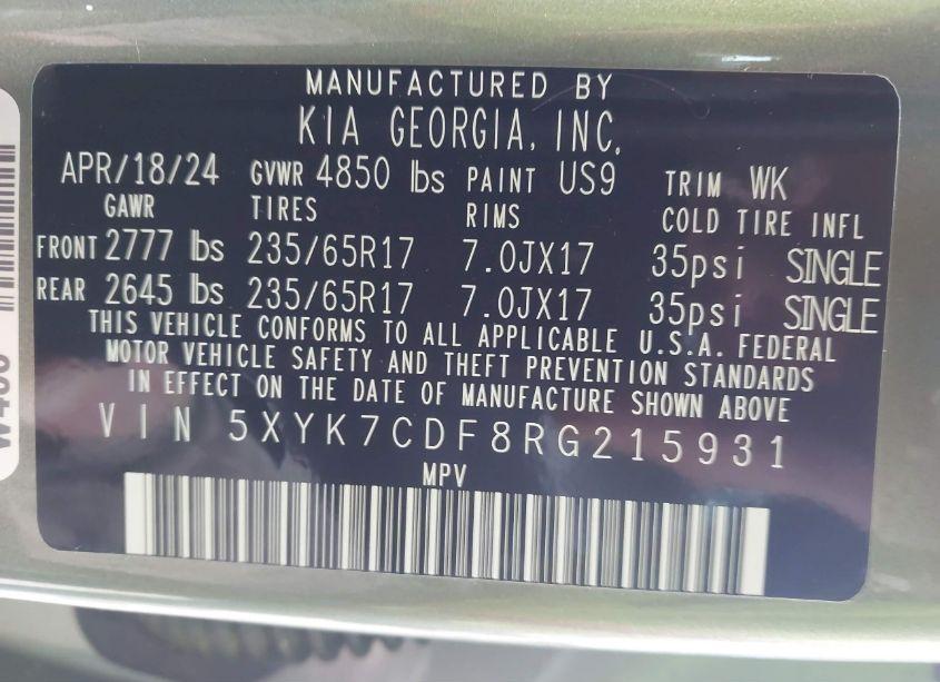 Photo 9 of 2024 Kia Sportage X-PRO PRESTIGE (VIN 5XYK7CDF8RG215931)