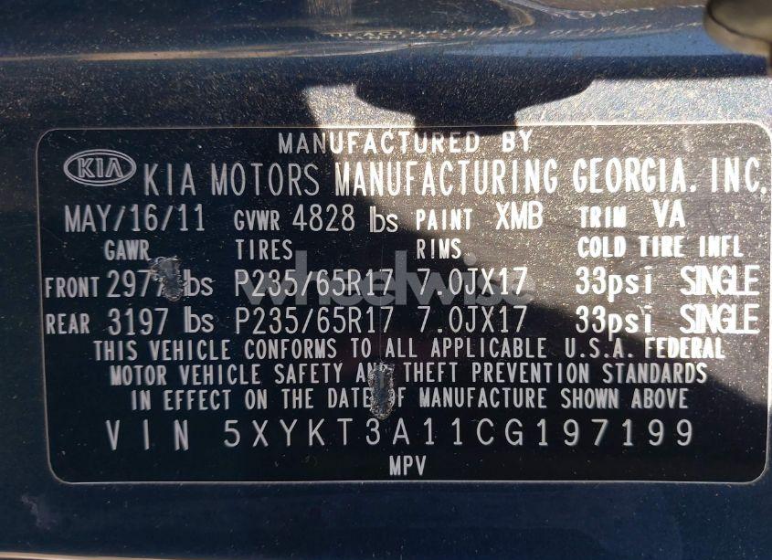 Photo 9 of 2012 Kia Sorento LX (VIN 5XYKT3A11CG197199)