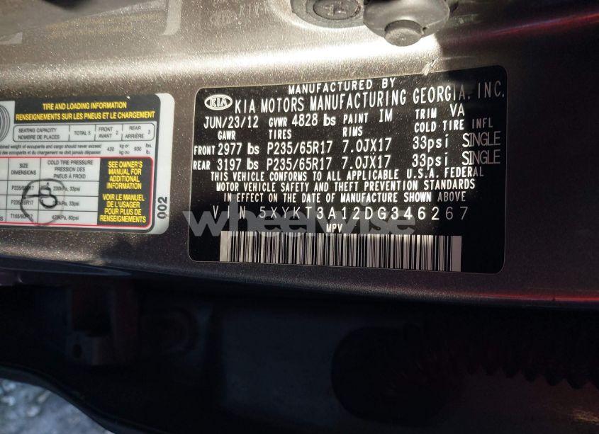 Photo 9 of 2013 Kia Sorento LX (VIN 5XYKT3A12DG346267)