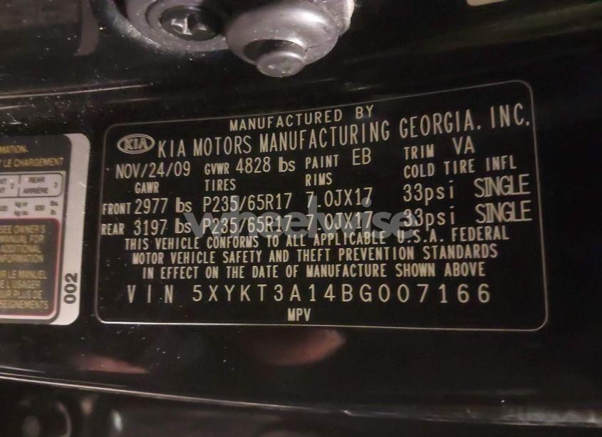 Photo 9 of 2011 Kia Sorento LX (VIN 5XYKT3A14BG007166)