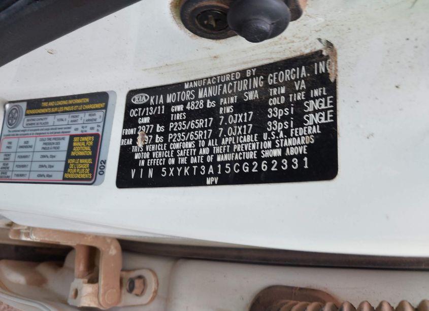 Photo 9 of 2012 Kia Sorento LX (VIN 5XYKT3A15CG262331)
