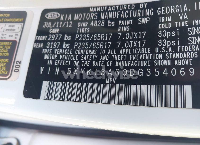 Photo 9 of 2013 Kia Sorento LX (VIN 5XYKT3A60DG354069)