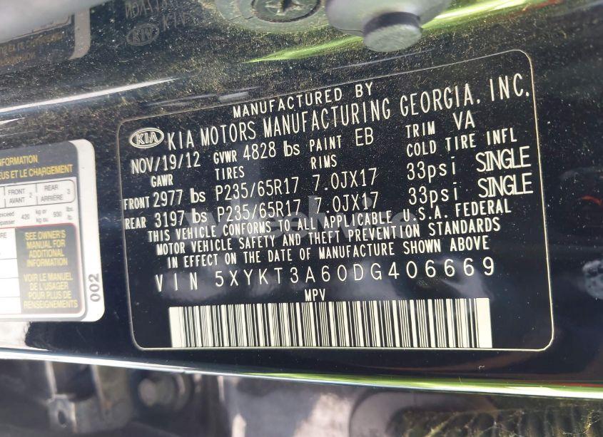 Photo 9 of 2013 Kia Sorento LX (VIN 5XYKT3A60DG406669)