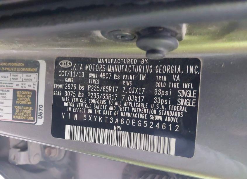 Photo 9 of 2014 Kia Sorento LX (VIN 5XYKT3A60EG524612)